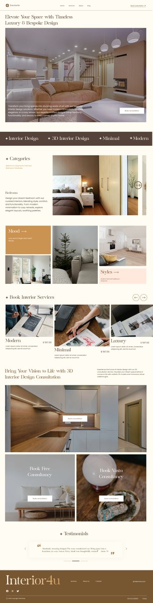 SakshiUIUX's tweet photo. Just wrapped up the Interiors4U landing page – minimal, clean, and built for a seamless experience. 

 Would like to hear your thoughts!

📷 https://t.co/4zBfWmUUub