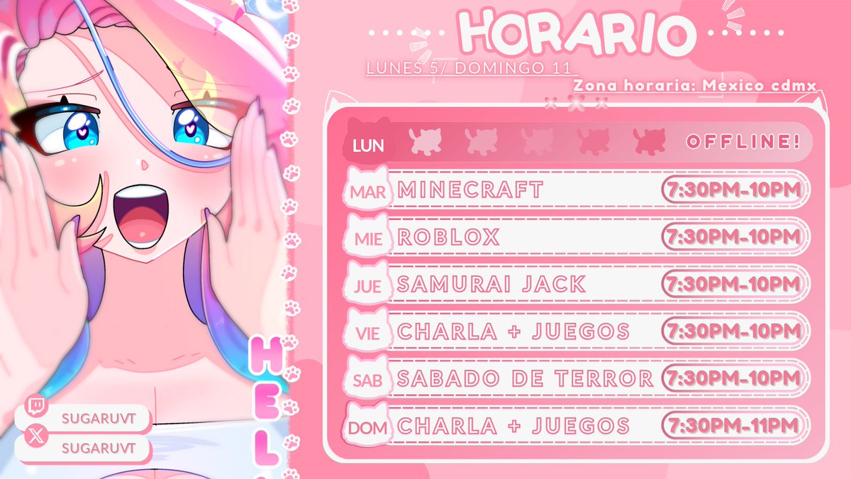 Recuerden que tenemos horario!! 
(⁠•⁠ ⁠▽⁠ ⁠•⁠;⁠) Este lo dejamos por ahora! 

#Vtuber #twitch #sugaruvt