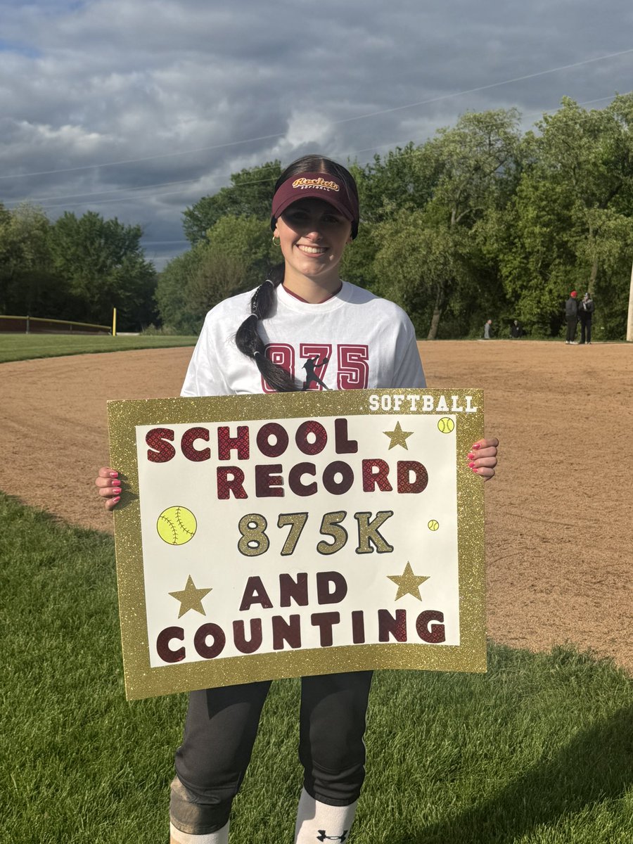 ShanH79's tweet photo. @HaileyHoltz10 set a new SCHOOL RECORD for strikeouts tonight in a Perfect Game with 875 K’s (891 career). It's been a great season, especially in conference play, only allowing 5 earned runs, with 9 shutouts, 3 no-hitters, an ERA of .380 (.719 season), Also hit 4 HR &amp; a .407  BA https://t.co/rc0tQu7hyZ