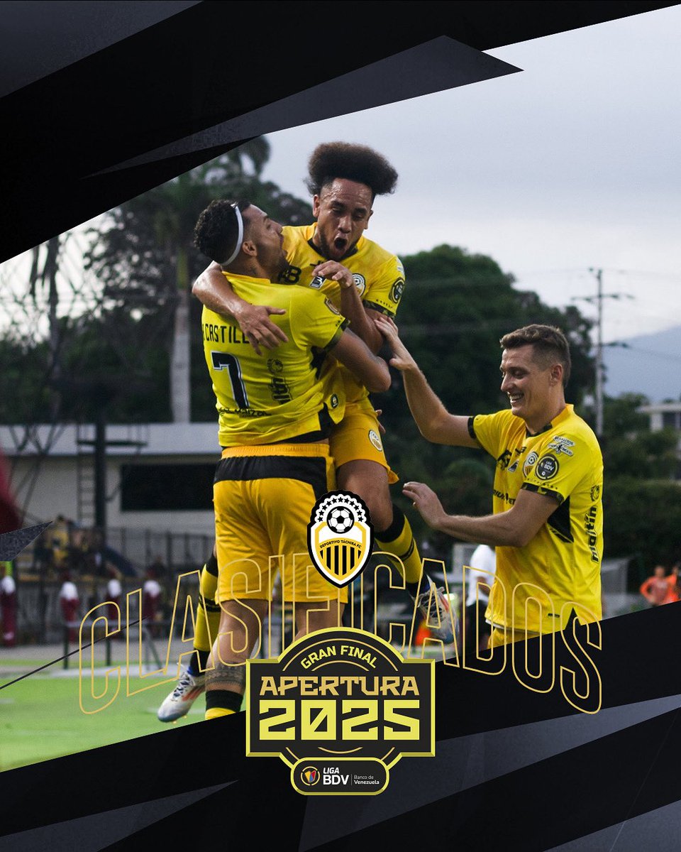 Liga Banco de Venezuela (@ligafutve) on Twitter photo 🏁 • <a href="/DvoTachira/">Deportivo Táchira FC</a> es finalista del Apertura
🤩 • El aurinegro clasifica de forma anticipada y con marcha perfecta al ganar sus primeros cuatro partidos dentro del Cuadrangular B
🥳 • ¡Celebren, aurinegros! Otra final les espera 💛🖤
#LigaBancoDeVenezuela 🏁 • <a href="/DvoTachira/">Deportivo Táchira FC</a> es finalista del Apertura
🤩 • El aurinegro clasifica de forma anticipada y con marcha perfecta al ganar sus primeros cuatro partidos dentro del Cuadrangular B
🥳 • ¡Celebren, aurinegros! Otra final les espera 💛🖤
#LigaBancoDeVenezuela