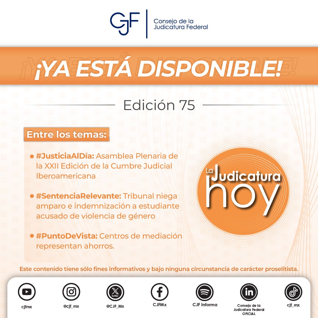 🗞️ Ya puedes disfrutar de la edición 75 de #LaJudicaturaHoy ✨.

Haz clic, comparte y mantente informado 👀.

📎👉🏻 bit.ly/ljh_75
