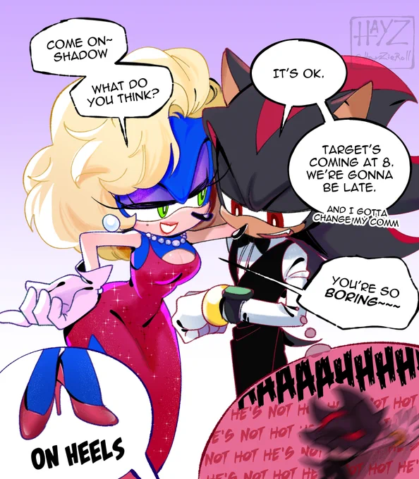 Joint mission is to approach/extract information from the target and their method of choice is to put Sonic in a dress? (1/2)😈👠 #Sonadow 
