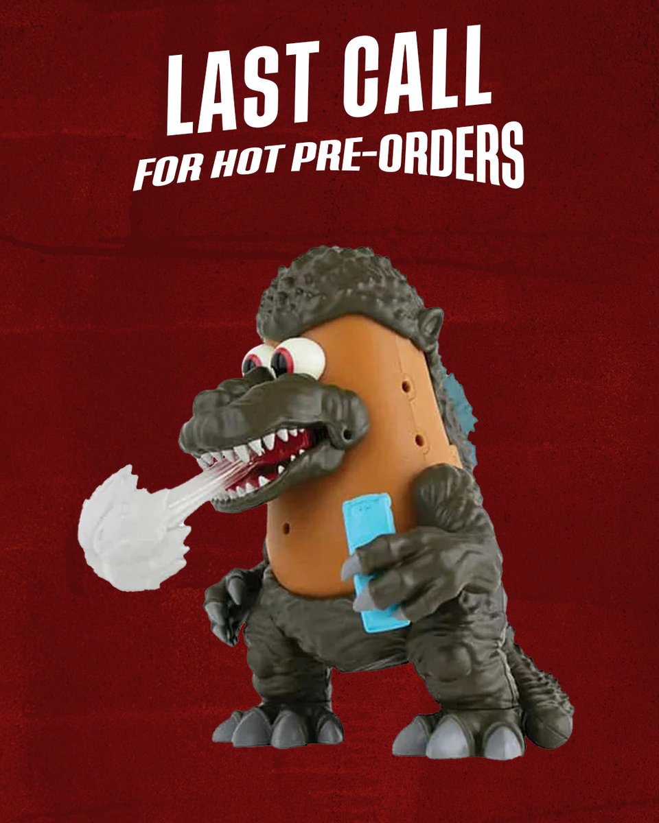 GodzillaS_US's tweet image. ⏳ Pre-orders closing! Don't miss out on the Godzilla Potato Head, a mini Shin Godzilla, and more: ow.ly/sxhc50VXmGH