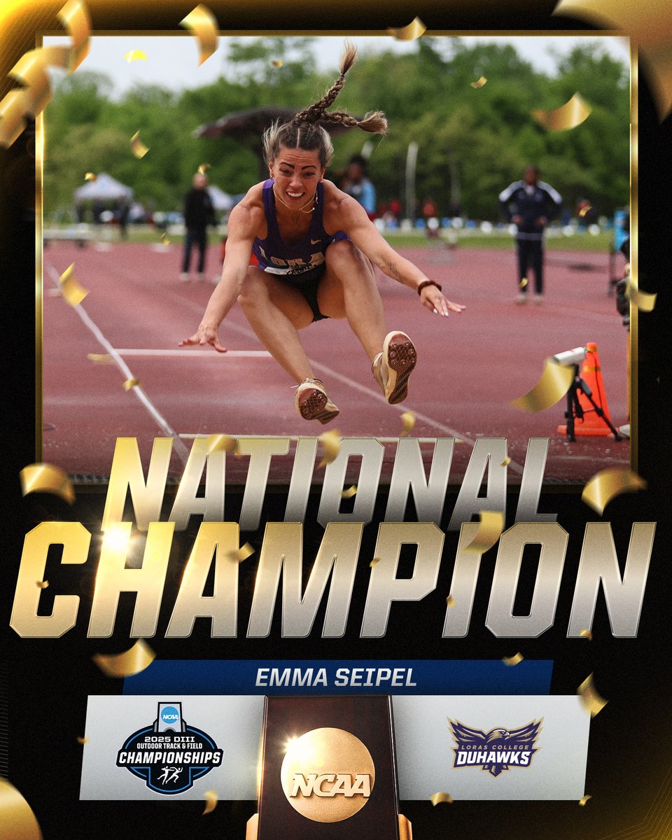 NATIONAL CHAMPION🏆

Emma Seipel of <a href="/LorasAthletics/">Loras College Duhawks</a> wins the women's long jump with a top mark of 6.15m.

#WhyD3 | #D3tf