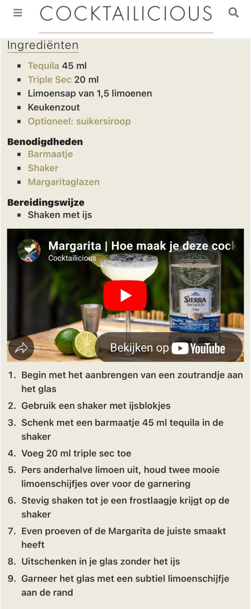 Ff dat recept voor ‘n Margharita opgezocht. Ik heb het nodig om te slapen. Morgen inkopen doen, geen idee wat Triple sec is. Jij?