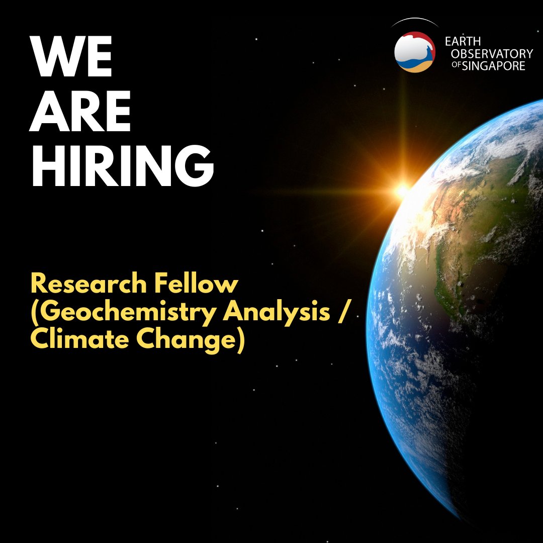 Are you passionate about geochemistry and climate change? We are looking for a Research Fellow to join Assoc Prof. Wang Xianfeng’s research group at #EOSsg! Apply now: bit.ly/4dqW05X #EOSCareers