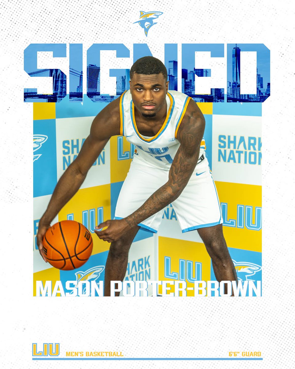 LIUBasketball's tweet image. SIGNED: Welcome to the Shark Tank, Mason Porter-Brown ! 🦈