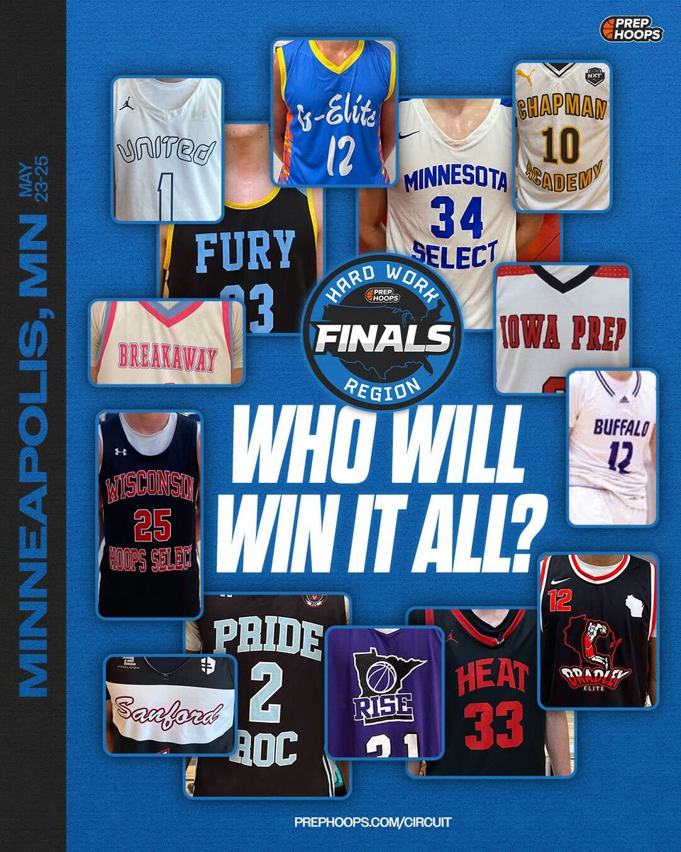 Prep Hoops Circuit ๐ (@phcircuit) on Twitter photo Looking forward to this. ๐
#PHHardWorkRegionFinals
<a href="/mnfuryboys/">Minnesota Fury</a> <a href="/KoryKettner/">MN RISE BASKETBALL</a> <a href="/WIBreakaway/">Wisconsin Breakaway</a> <a href="/academy_chapman/">ChapmanBasketballAcademy</a> <a href="/PrideRocBball/">Pride Roc AAU ๐</a> <a href="/sanfordhoops_sf/">Sanford Sports Academy - Basketball SF</a> <a href="/WCUHoops/">West Central United</a>
Tag a prospect we need to have our eyes on! Looking forward to this. ๐
#PHHardWorkRegionFinals
<a href="/mnfuryboys/">Minnesota Fury</a> <a href="/KoryKettner/">MN RISE BASKETBALL</a> <a href="/WIBreakaway/">Wisconsin Breakaway</a> <a href="/academy_chapman/">ChapmanBasketballAcademy</a> <a href="/PrideRocBball/">Pride Roc AAU ๐</a> <a href="/sanfordhoops_sf/">Sanford Sports Academy - Basketball SF</a> <a href="/WCUHoops/">West Central United</a>
Tag a prospect we need to have our eyes on!