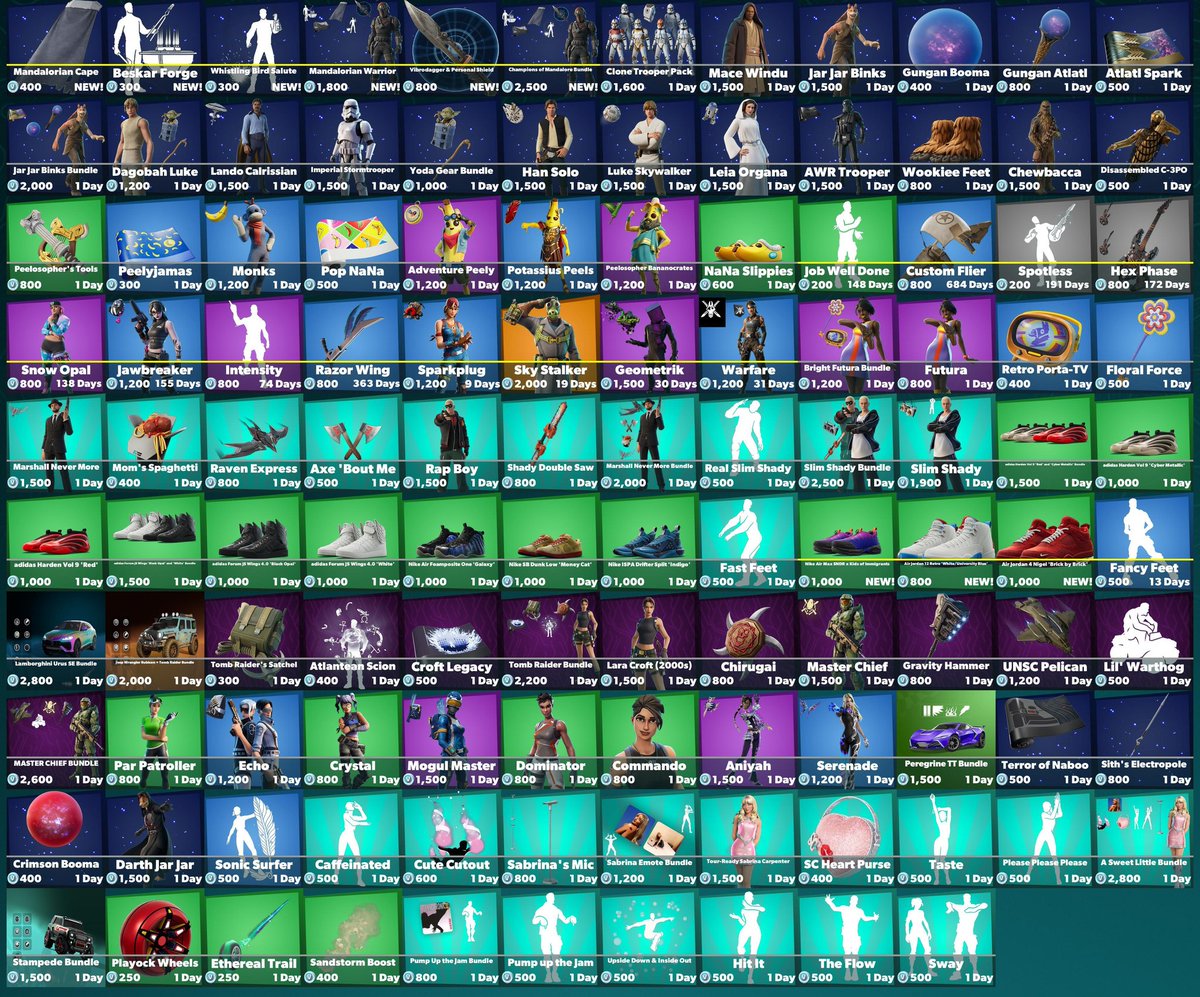 El nuevo Mandaloriano ya se encuentra disponible! Nueva tienda de fortnite! No olvides apoyar tus compras usando nuestro código Walter_SL en la tienda de Fortnite! Te agradecería mucho si me regalas tu apoyo ya que para mí es muy importante si me apoyas♥️

Tienda web: