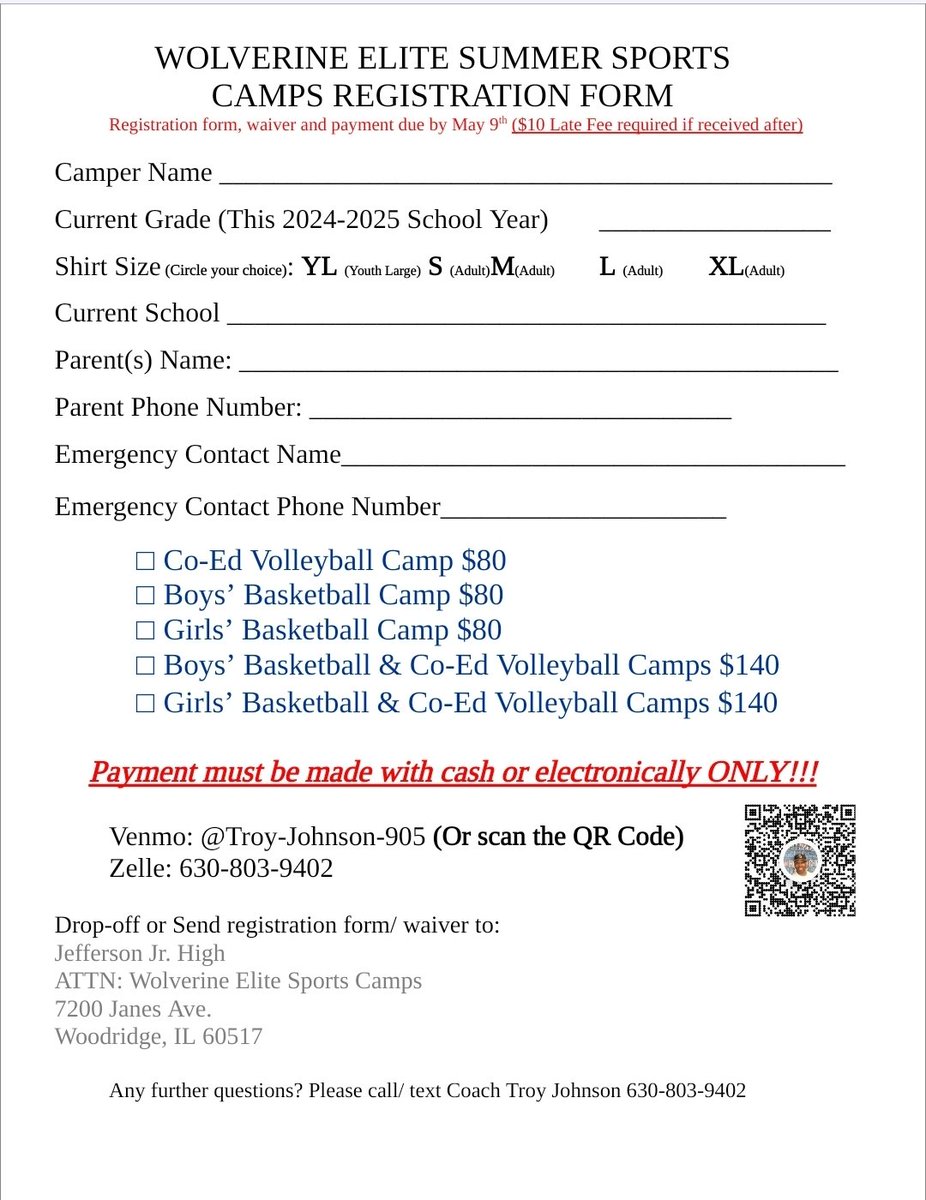 🚨SUMMER CAMP ALERT🚨 
🚧 Due to construction, we are moving the Basketball &amp; Volleyball camps to West Suburban Sports Complex (6200 River Bend Dr. Lisle; 5 minutes from JJH)🚧

🏀We do have a few camp openings left.🏐

📞 Please call/text 630-803-9402 any help/questions.