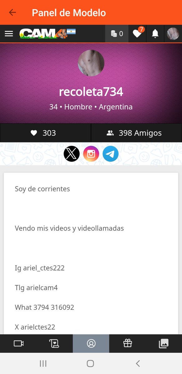 A las 1 a.m. hoy cam4 usuario recoleta734