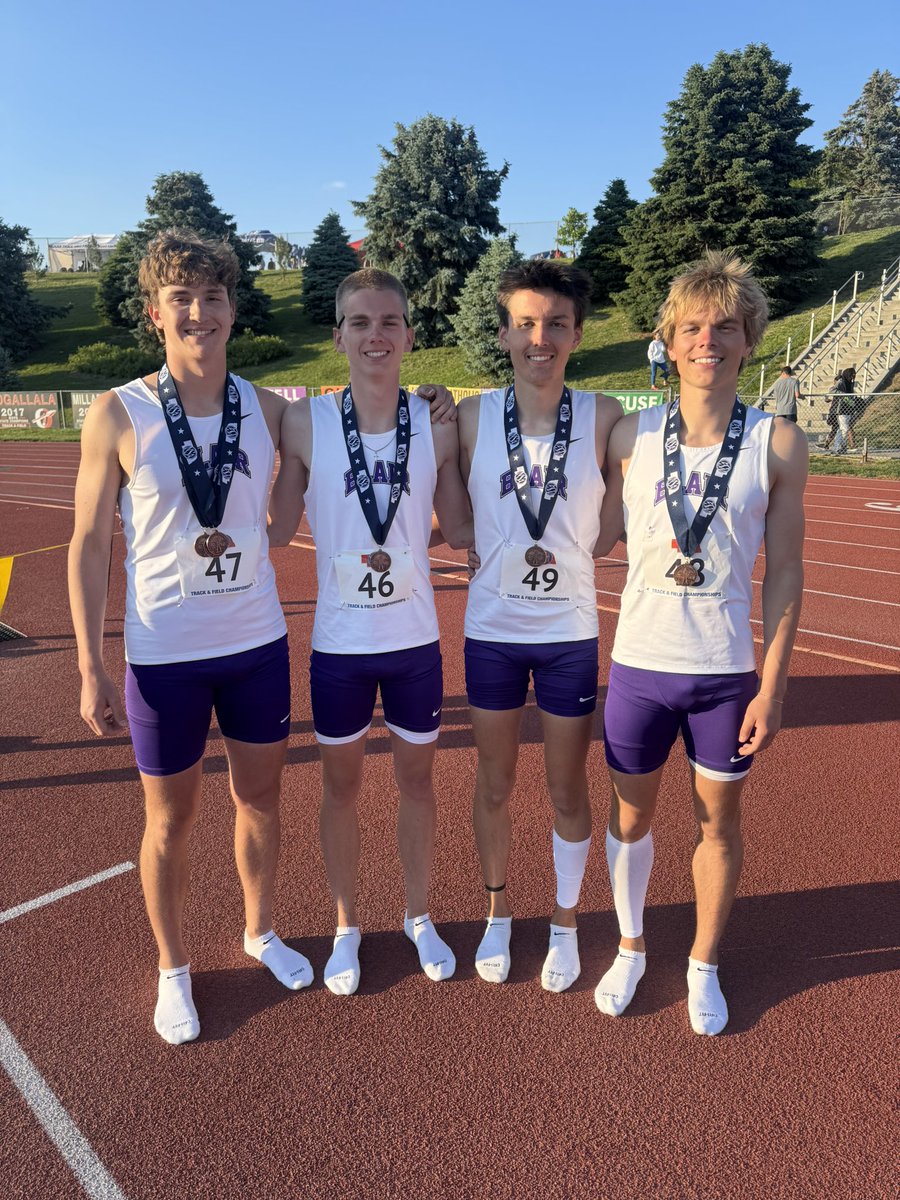 BLAIR Track & Field (@blairtrackteam) on Twitter photo STATE MEDALISTS!!
Blair boys take the BRONZE in the 4x400 Meter Relay!!
Congrats Declan, Colin, Chase and Hayden!! Great way to finish off the season!!
#BlairBears <a href="/BHSBlair/">Blair High School</a> <a href="/EntPubSports/">Washington County Enterprise Sports</a> STATE MEDALISTS!!
Blair boys take the BRONZE in the 4x400 Meter Relay!!
Congrats Declan, Colin, Chase and Hayden!! Great way to finish off the season!!
#BlairBears <a href="/BHSBlair/">Blair High School</a> <a href="/EntPubSports/">Washington County Enterprise Sports</a>