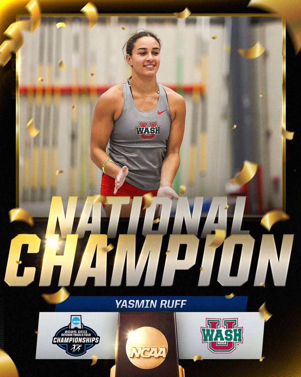 NCAA Division III (@ncaadiii) on Twitter photo SHE DOES IT AGAIN‼️
For the second year in a row, Yasmin Ruff of <a href="/WASHUBears/">WashU Bears</a> captures the women's pole vault championship, clearing a top height of 4.05m.
#WhyD3 | #D3tf SHE DOES IT AGAIN‼️
For the second year in a row, Yasmin Ruff of <a href="/WASHUBears/">WashU Bears</a> captures the women's pole vault championship, clearing a top height of 4.05m.
#WhyD3 | #D3tf