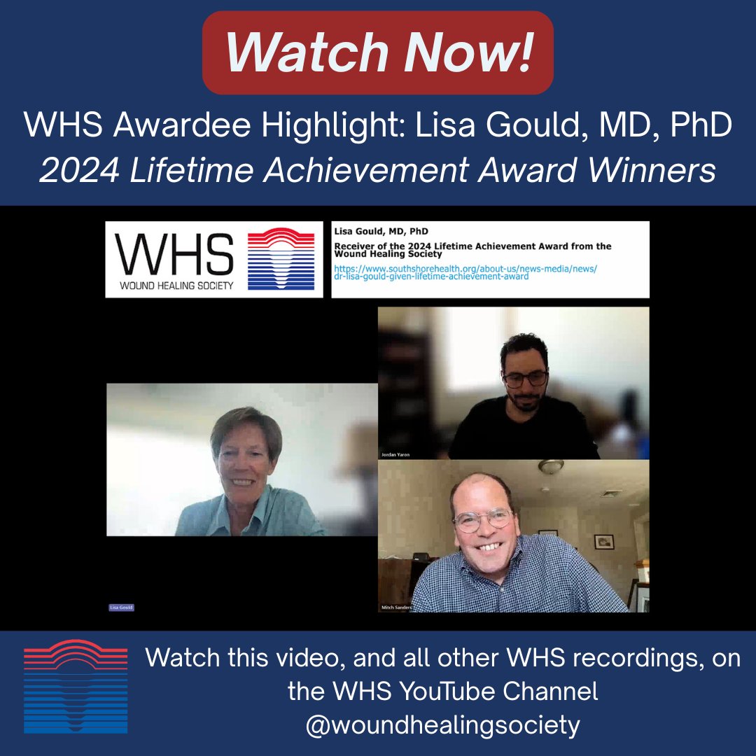 Watch the WHS Awardee Highlight with Lisa Gould, the 2024 WHS Lifetime Achievement Award Winner, now! 

youtube.com/watch?v=yhjMEE…

#WHS #WoundHeal #WoundHealing #Wounds #LifetimeAchievement #Awardee