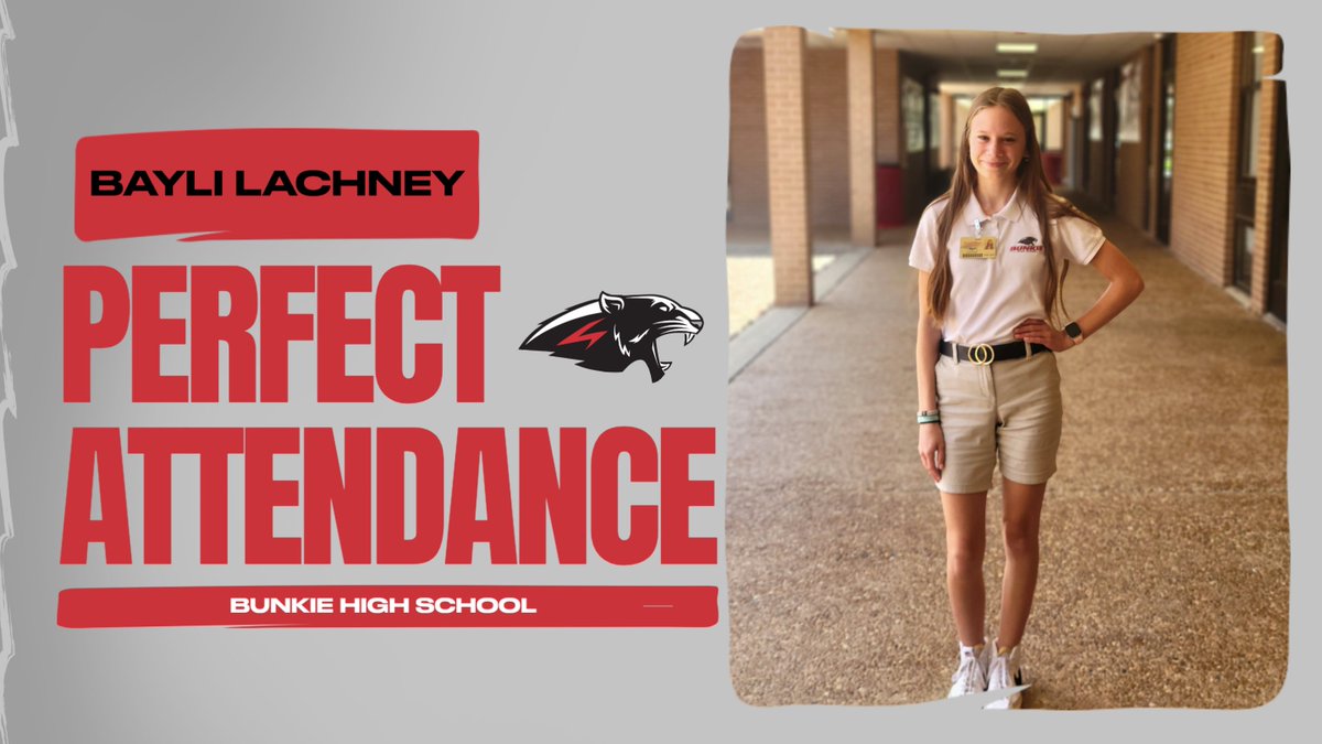 🎉👏 Shoutout to a Star Student! 👏🎉

Huge congratulations to Bayli Lachney for achieving PERFECT ATTENDANCE this school year! 📚👏

Your dedication and consistency are truly inspiring. Way to show up and shine every single day! 
#PantherPride #PantherPath