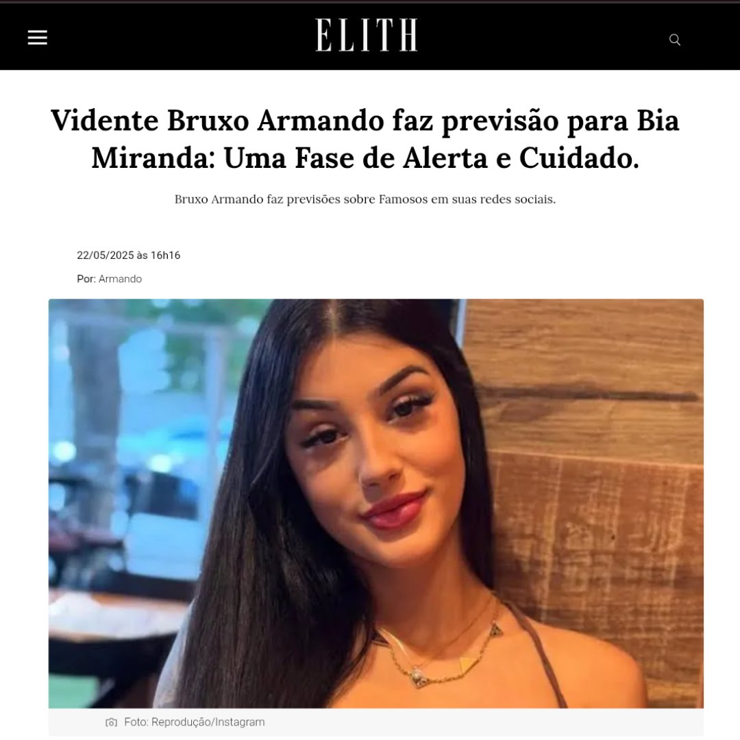 BruxoArmando's tweet image. 🚨 Bia Miranda em destaque! O Vidente Bruxo Armando fez uma previsão para a influenciadora, indicando "Uma Fase de Alerta e Cuidado".

Confira a matéria completa para saber todos os detalhes sobre o que os astros reservam para Bia! ✨ 

#BiaMiranda #Previsão #VidenteBruxoArmando
