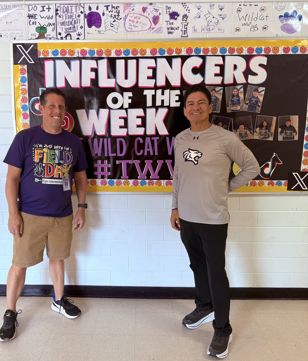 Coach_Lu's tweet photo. Next stop Elgin Intermediate School, the quest to align our athletic program. The Wildcat Way - where the E = EXCELLENCE‼️

Shout out to Principal Mr. Martinez, Yeni Ibarra and Elgin softball legend @aleman_mrs for taking action steps to build positive INFLUENCERS at EIS‼️ https://t.co/pZ8pYFxOfm
