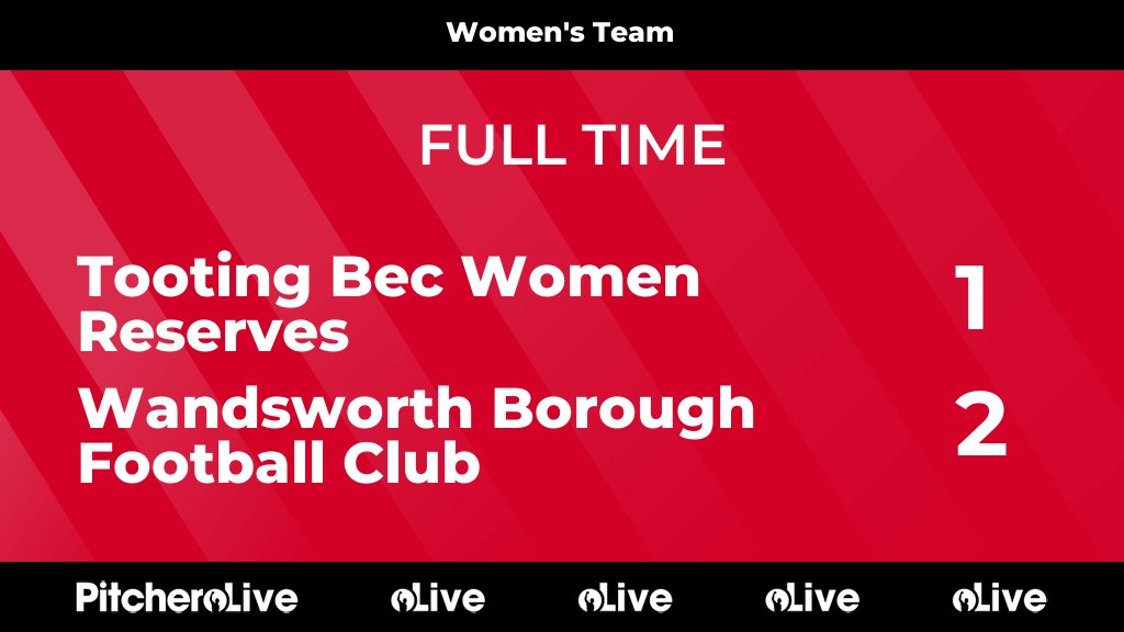 FULL TIME: Tooting Bec Women Reserves 1 - 2 Wandsworth Borough Football Club
#TOOWAN #Pitchero
wandsworthboroughfootballclub.co.uk/teams/212502/m…