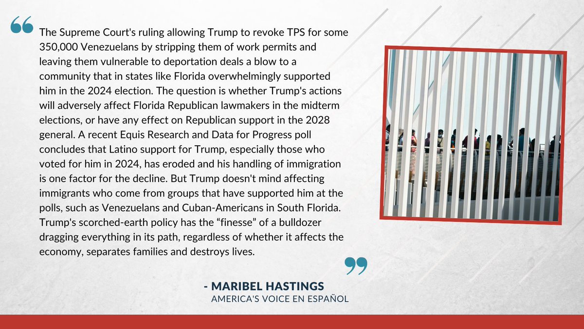 America's Voice (@americasvoice) on Twitter photo In her weekly column, <a href="/maribelhastings/">Maribel Hastings</a> writes that Trump's immigration policy is a bulldozer that destroys everything in its path
americasvoice.org/comunicados/tr… In her weekly column, <a href="/maribelhastings/">Maribel Hastings</a> writes that Trump's immigration policy is a bulldozer that destroys everything in its path
americasvoice.org/comunicados/tr…