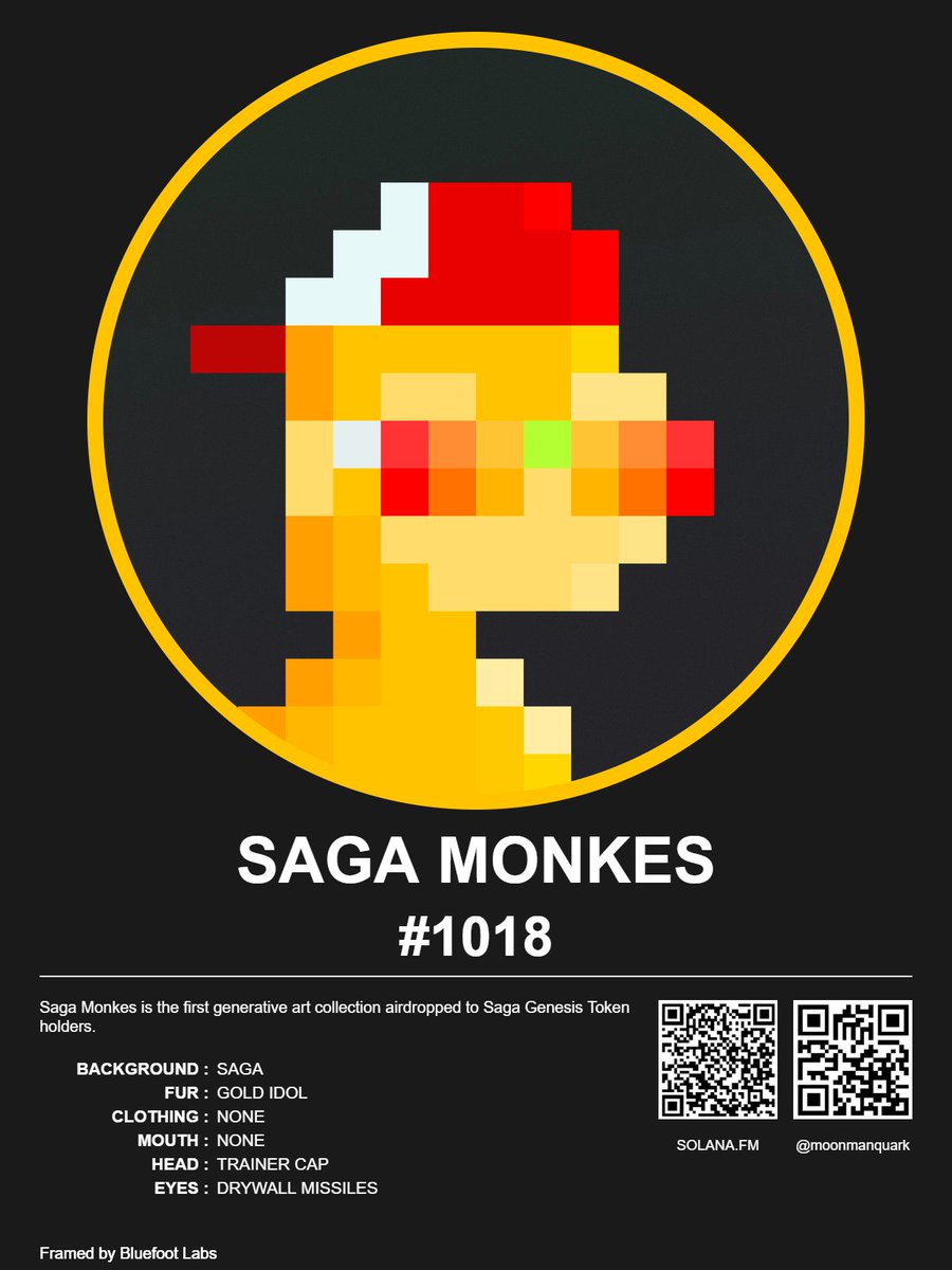 MoonManQuark's tweet photo. just framed my @sagamonkes @ https://t.co/aj4meqm9eO loads of customization options, colors, etc,2 styles modern and minimal (minimal below) integrated collections include @villagers_nft @theboobiesnft @giraffetowernft @_portals_ @drip_haus .

If you have a project you would like integrated comment below or slide in my DMs!