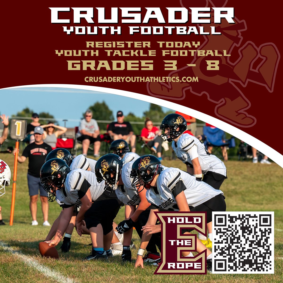 🏈 Registration is open for the 2025 Crusader Youth Football season! Open to athletes in grades 3-8, Crusader Football is Madison’s premier youth program—focused on safety, fundamentals, and building champions on and off the field. Sign up  crusaderyouthathletics.com! #YouthFootball