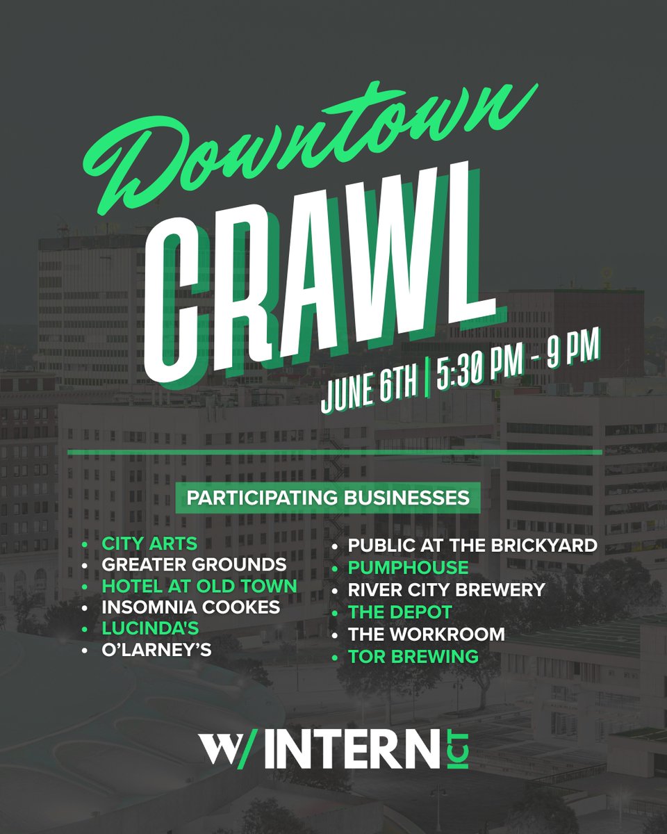 The W Downtown Crawl is a summer welcome experience designed to introduce interns and young professionals to our city’s local businesses, culture and energy.

Register Here: wichitachamber.org/events/2025/06…