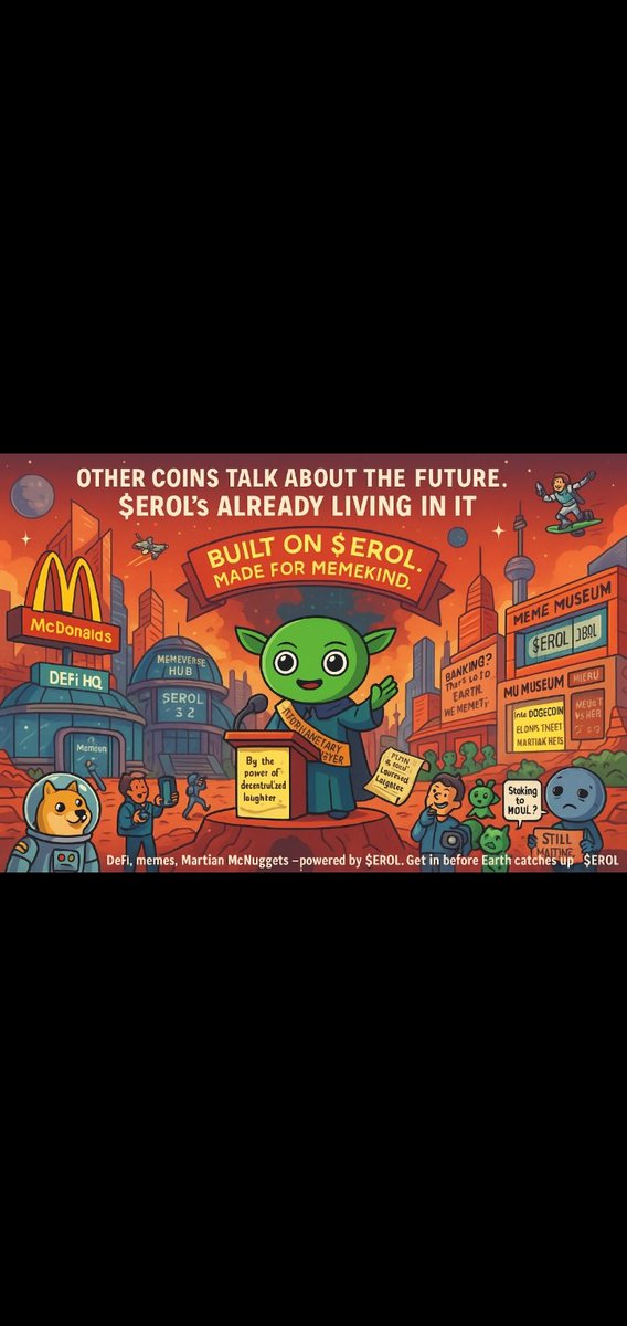 blizzstor's tweet photo. 5/
The vision is wild:
DeFi 💸, interplanetary memes 🛸, and maybe even the first Martian McDonald's 🍔—all powered by $EROL.
#ErolMusk $EROL @ErolMuskAvax #DeFi #MartianDreams #ElonInspired https://t.co/hCv0o3bL6R