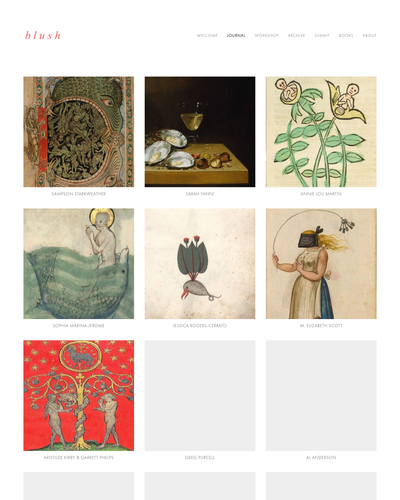 b l u s h <a href="/blush_lit/">b l u s h</a> (Poetry; non-paying) opened to poetry submissions. duotrope.com/magazine/b-l-u… #amwriting