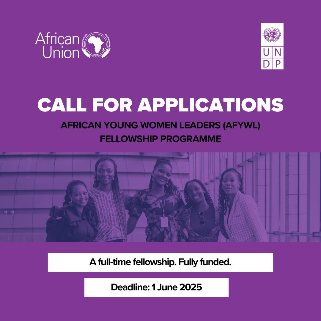 Achim Steiner (@asteiner) on Twitter photo 95 remarkable young African women have already joined the #AfYWL Fellowship, bringing their energy, talent, & vision to <a href="/UNDP/">UN Development</a> around the world - advancing the #SDGs and <a href="/Agenda2063/">Africa'sAgenda2063</a> at every turn.
Don’t miss the chance to join them.
Apply before 1 June: bit.ly/4jfC5Z3 95 remarkable young African women have already joined the #AfYWL Fellowship, bringing their energy, talent, & vision to <a href="/UNDP/">UN Development</a> around the world - advancing the #SDGs and <a href="/Agenda2063/">Africa'sAgenda2063</a> at every turn.
Don’t miss the chance to join them.
Apply before 1 June: bit.ly/4jfC5Z3