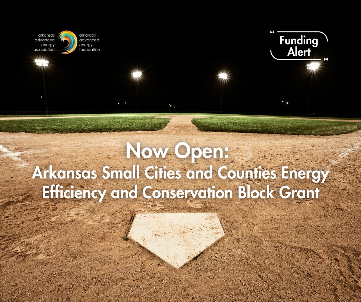 ArkAdvEnergy's tweet image. Arkansas cities &amp;amp; counties: Apply now for @ArkansasEE's EECBG Competitive Grant! $1.76M available for:
• Efficiency retrofits &amp;amp; audits
• Streetlight replacements
• Efficient transportation
• Workforce development
arkansasadvancedenergyfoundation.org/news/now-open-…
#ARenergy #EECBG #EnergyEfficiency