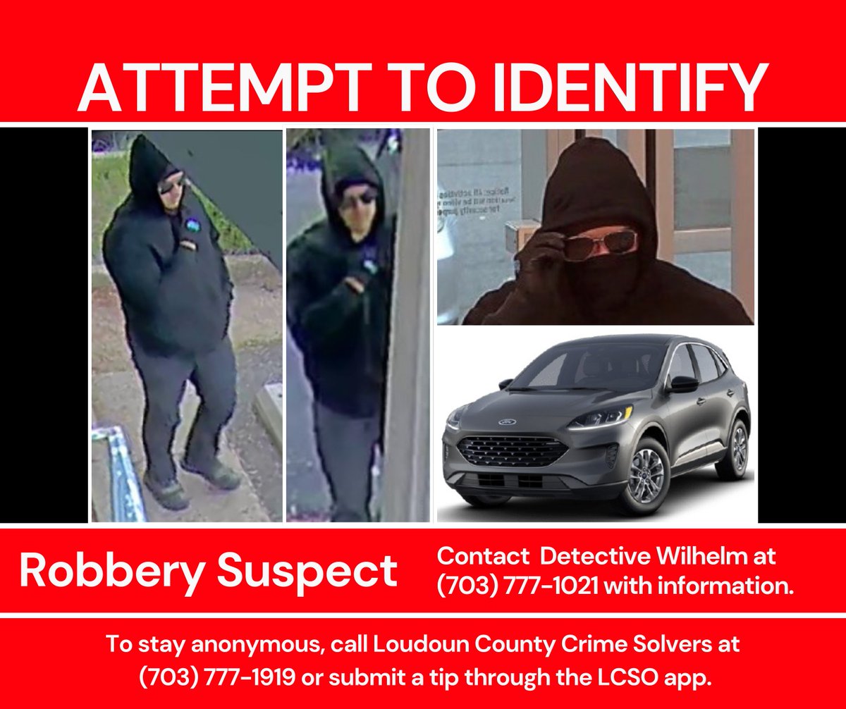 MEDIA RELEASE: The Loudoun County Sheriff's Office (LCSO) is seeking information regarding an armed bank robbery that occurred on May 21, 2025, on the 20000 block of Davenport Drive in Sterling.

Full release: bit.ly/43DNDAJ