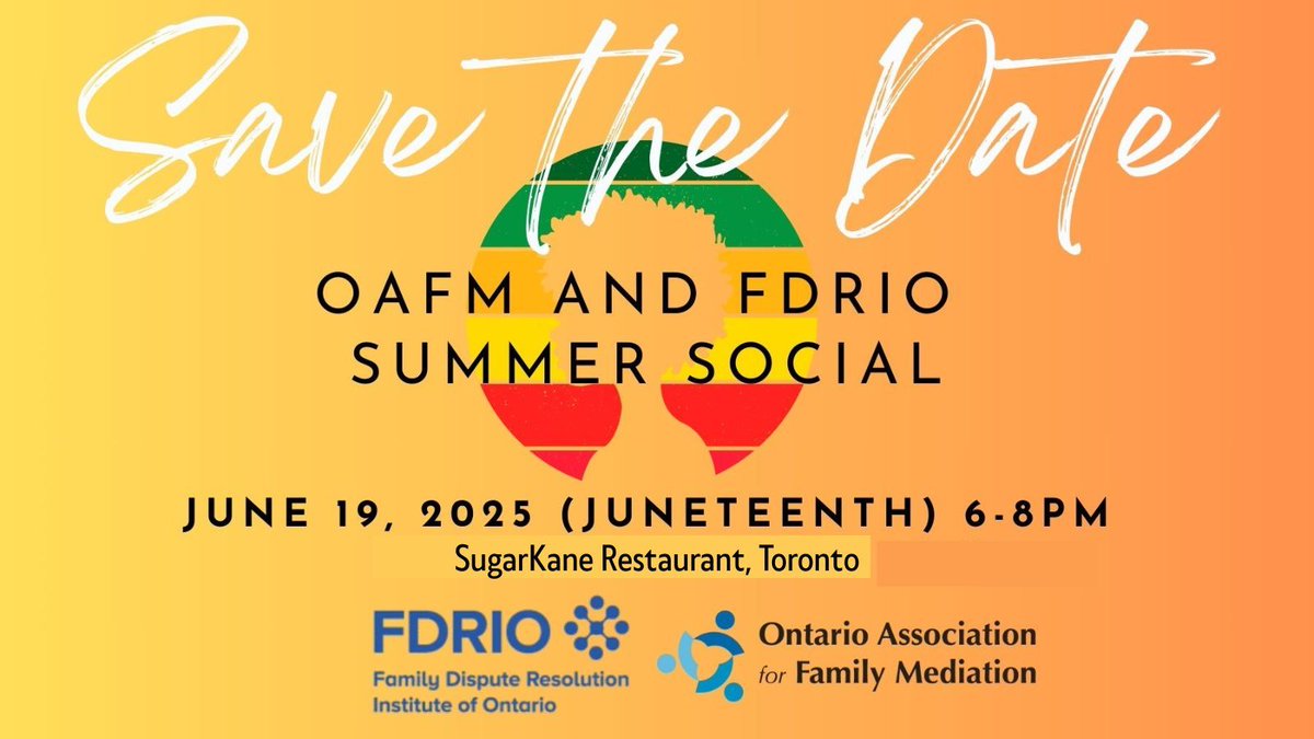 Join us for our summer social and spend Juneteenth with FDRIO &amp; OAFM at SugarKane Restaurant, Toronto! Visit fdrio.ca/events/#id=268… to register.
