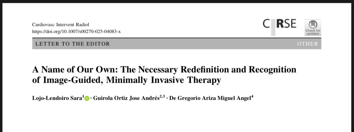 Sara Lojo (@saralojo86) on Twitter photo In addition to the techniques, interventional radiology has many fields to explore and many things to talk about. Thank you <a href="/CVIR_Journal/">CVIR Journal</a> for giving space to our opinions and for being able to generate debate on what we consider to be a reality.
👇🏻
link.springer.com/article/10.100… In addition to the techniques, interventional radiology has many fields to explore and many things to talk about. Thank you <a href="/CVIR_Journal/">CVIR Journal</a> for giving space to our opinions and for being able to generate debate on what we consider to be a reality.
👇🏻
link.springer.com/article/10.100…
