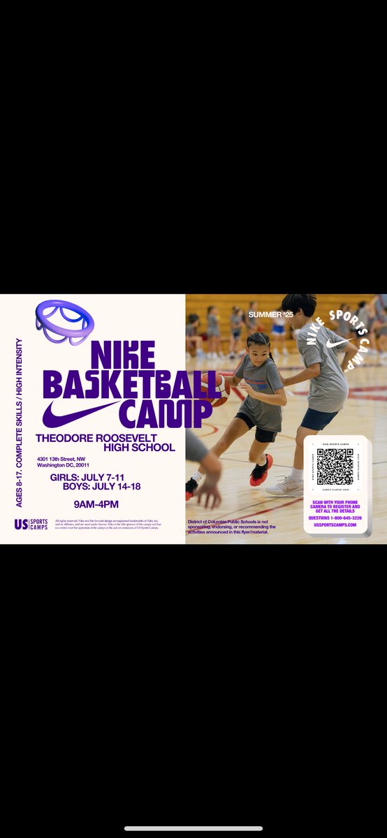 THIS SUMMER AT THE MILKHOUSE!! AGES 8-17 NIKE BOYS AND GIRLS BASKETBALL 🏀 CAMP 

GIRLS SESSION  JULY 7 -11 

BOYS  SESSION JULY 14-18   

9AM - 4PM  

REGISTER NOW 🏆🏆🏆🏆🏆🏆