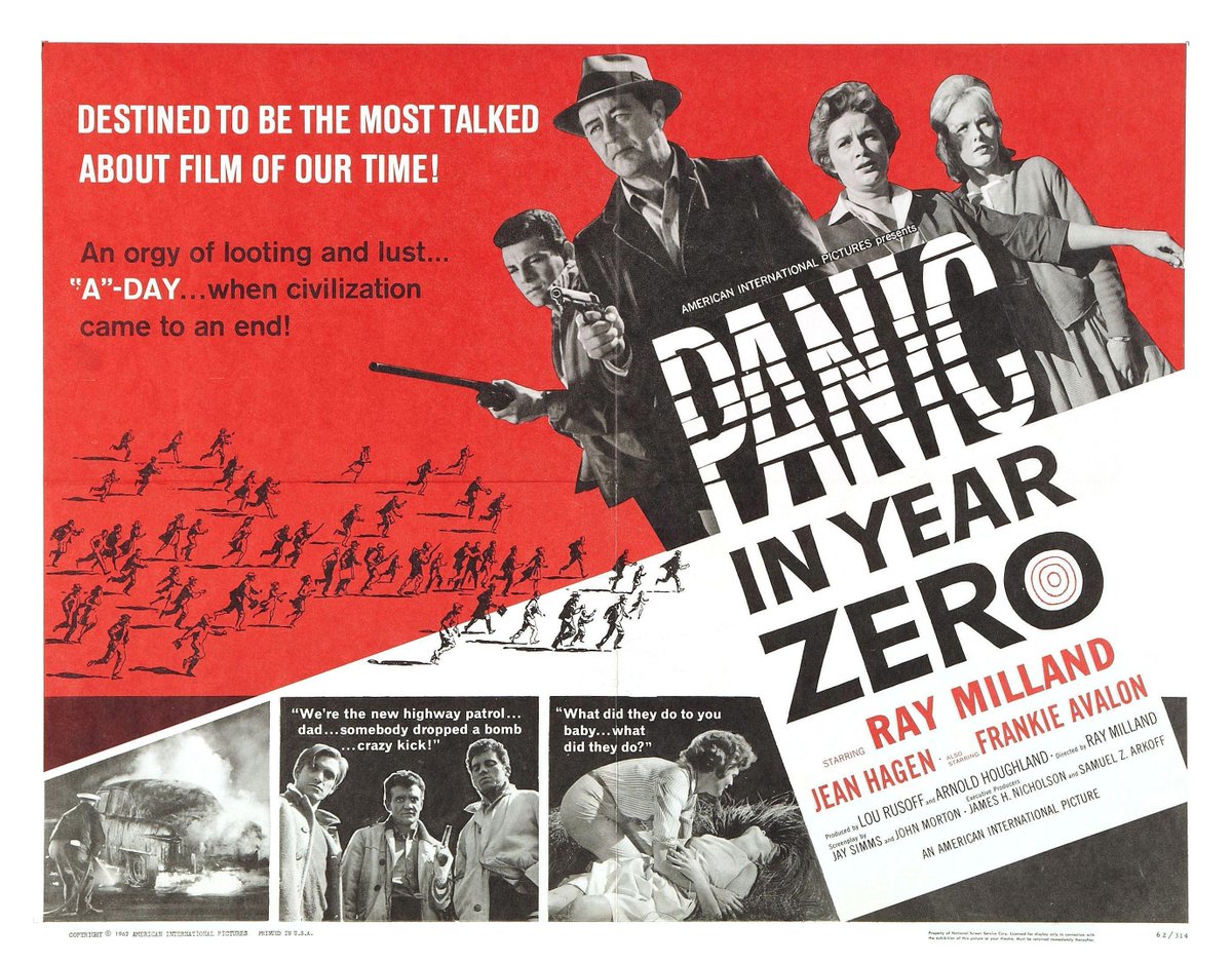 A day... when civilisation came to an end!

📽️ PANIC IN YEAR ZERO (1962) 11:15pm #RayMilland #JeanHagen #FrankieAvalon sci-fi drama #TPTVsubtitles