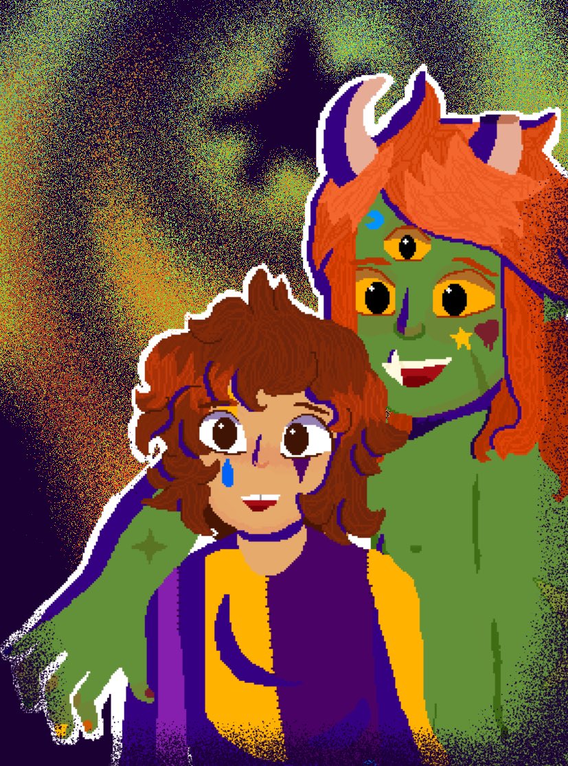 Two gay mfs, Geho, a himbo orc and the little poetry nerd is Nathan 
#ocart #ocartist #ocredesign #oc