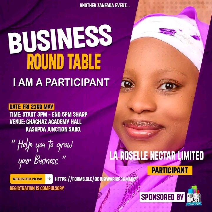 HypeLadySimi's tweet photo. Excited to share that a few business owners will be participating tomorrow at the Business Round Table! Looking forward to insightful discussions and valuable connections
#businessroundtable #kadunabuyandsell #zanfadaevents https://t.co/r7LrlEOXvX