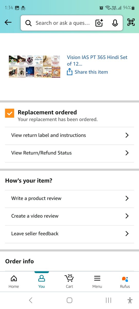 selfdestroyed16's tweet photo. @amazonIN hello @amazonIN I have been thugged by your supplier iDreamsStore . I placed an order of set of 12 books of vision ias but I received only one book in the courier then I placed a replacement but supplier again cancelled the pickup. I attached the photos, please check https://t.co/Ki0ktHirNw