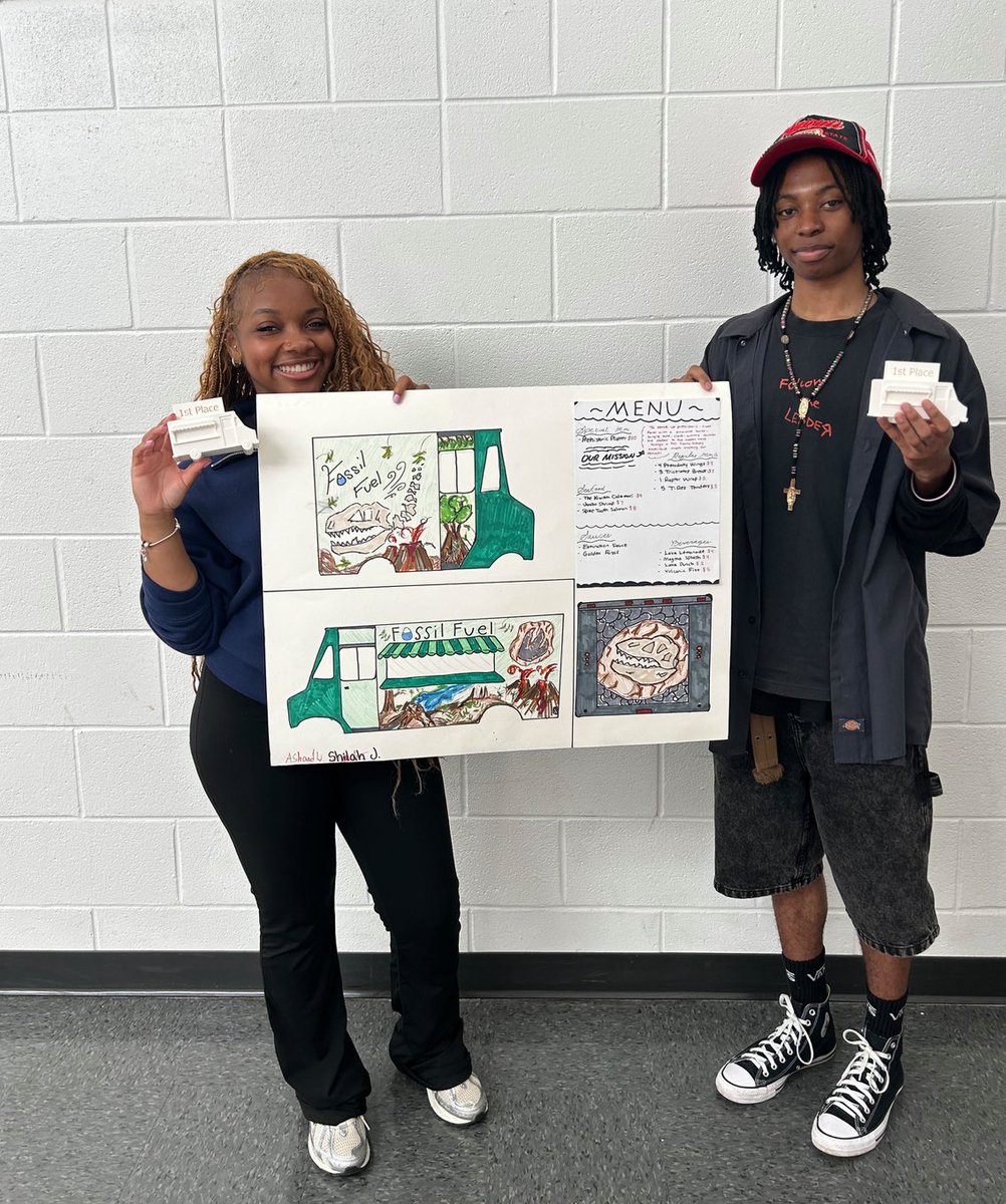 Congrats to Shilah James and Ashaad Watson for creating the winning project for the Food Truck Marketing Plan in their marketing class!