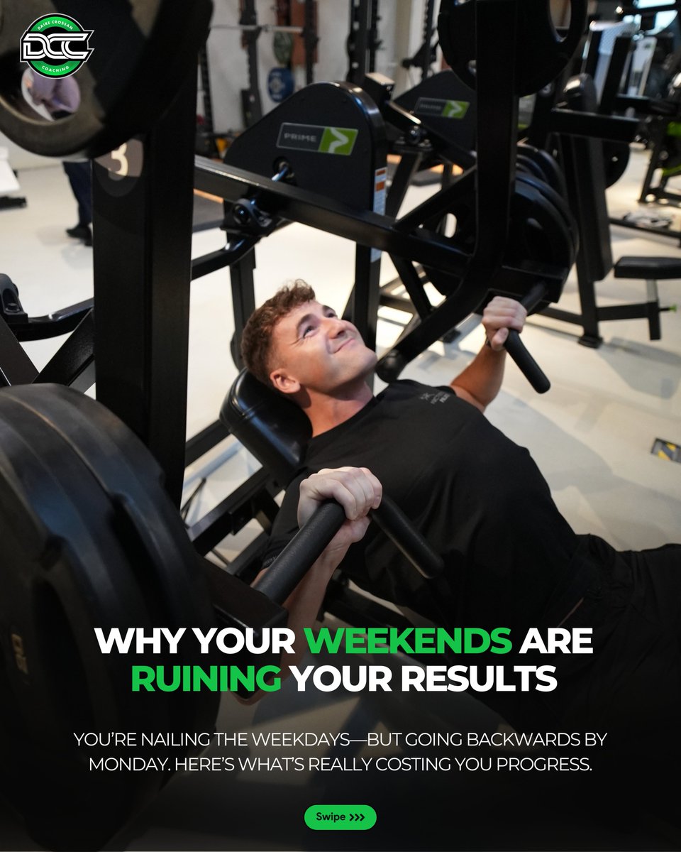 DaireCrossan's tweet photo. Monday: You’re on fire. Gym done. Macros hit. 12k steps. Weekend is behind you and you're back in the game.

Tuesday: A bit of a slug, but you grind it out. Gym session ticked. Steps in. Calories dialled. Discipline still holding.

Wednesday: Rest day. Steps still hit. “I’ve been good—might have a snack.” Justifying it because hey, it’s midweek and you earned it.

Thursday: Sun’s out. “A few drinks after work won’t hurt… I’ll just train harder tomorrow.” You bargain with yourself, knowing deep down it’s slipping.

Friday: Week feels like a write-off. Motivation low. Gym half-assed. “Sure it’s basically the weekend anyway.”

Saturday: “I’ll go out for breakfast. I’m walking loads later so it cancels out, right?” Structure? Gone.

Sunday: That creeping guilt… “I’ll start again tomorrow.”

Sound familiar? You’re not alone.

This thread breaks down exactly how the weekend drift ruins your momentum—and how to fix it without losing your social life or sanity.
