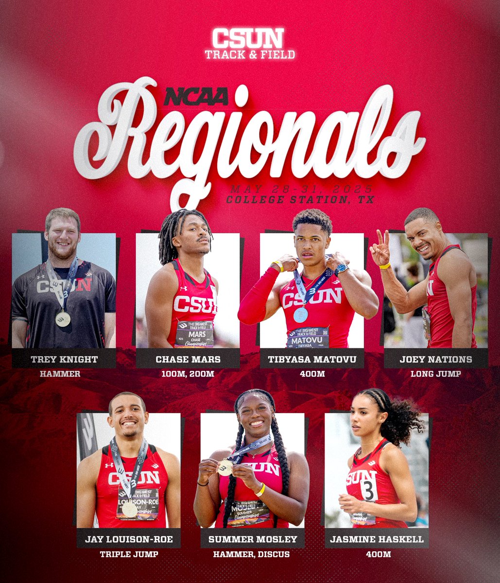 CSUN Matadors (@gomatadors) on Twitter photo Theyโre in โ
Seven athletes from @csuntfxc will compete at the NCAA West Regionals!
#GoMatadors x <a href="/NCAATrackField/">NCAA Track & Field</a> Theyโre in โ
Seven athletes from @csuntfxc will compete at the NCAA West Regionals!
#GoMatadors x <a href="/NCAATrackField/">NCAA Track & Field</a>