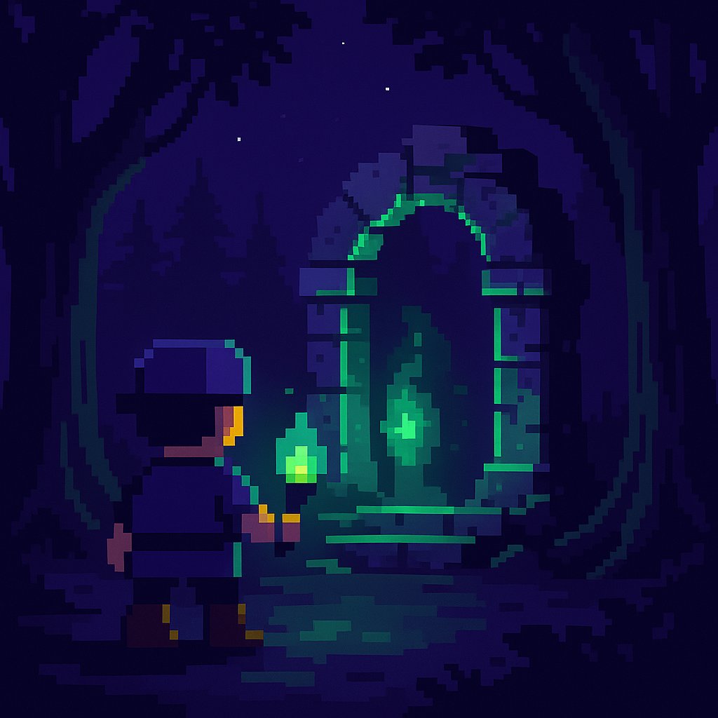 EverpixelGame's tweet photo. The visions fade, but the whisper remains.
A path opens between the trees — not cut by blade, but carved by presence.
The flame in his hand pulses, in sync with something ahead.
A structure.
Half-ruined. Half-alive.
#EverPixel #PixelAdventure #AncientGate #OnchainLore #BuildOnBase
