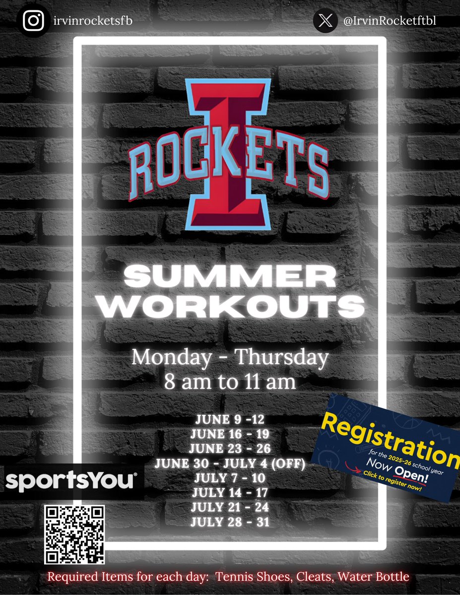 IrvinRocketftbl's tweet image. Season’s right around the corner. Come get it in and be part of something special!
#TakeOff 🚀