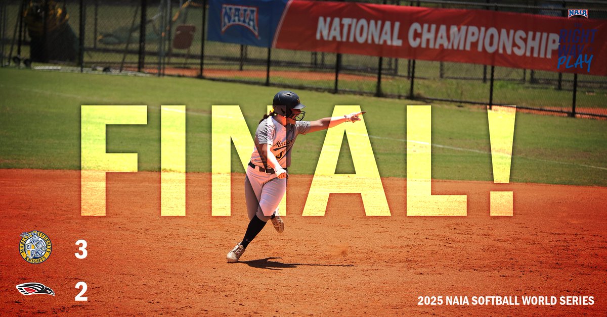 NAIA (@naia) on Twitter photo 🥎
<a href="/MUKnights/">Marian Knights</a> pull off the 12-inning upset against <a href="/SOURaiders/">Southern Oregon Raiders</a> to stay in the winner's bracket of the 2025 Softball World Series!
Catch up on the 12-inning marathon that was game two in the #NAIASoftball #BattleForTheRedBanner! --> naia.prestosports.com/x/84o8o
#TheRightWayToPlay 🥎
<a href="/MUKnights/">Marian Knights</a> pull off the 12-inning upset against <a href="/SOURaiders/">Southern Oregon Raiders</a> to stay in the winner's bracket of the 2025 Softball World Series!
Catch up on the 12-inning marathon that was game two in the #NAIASoftball #BattleForTheRedBanner! --> naia.prestosports.com/x/84o8o
#TheRightWayToPlay