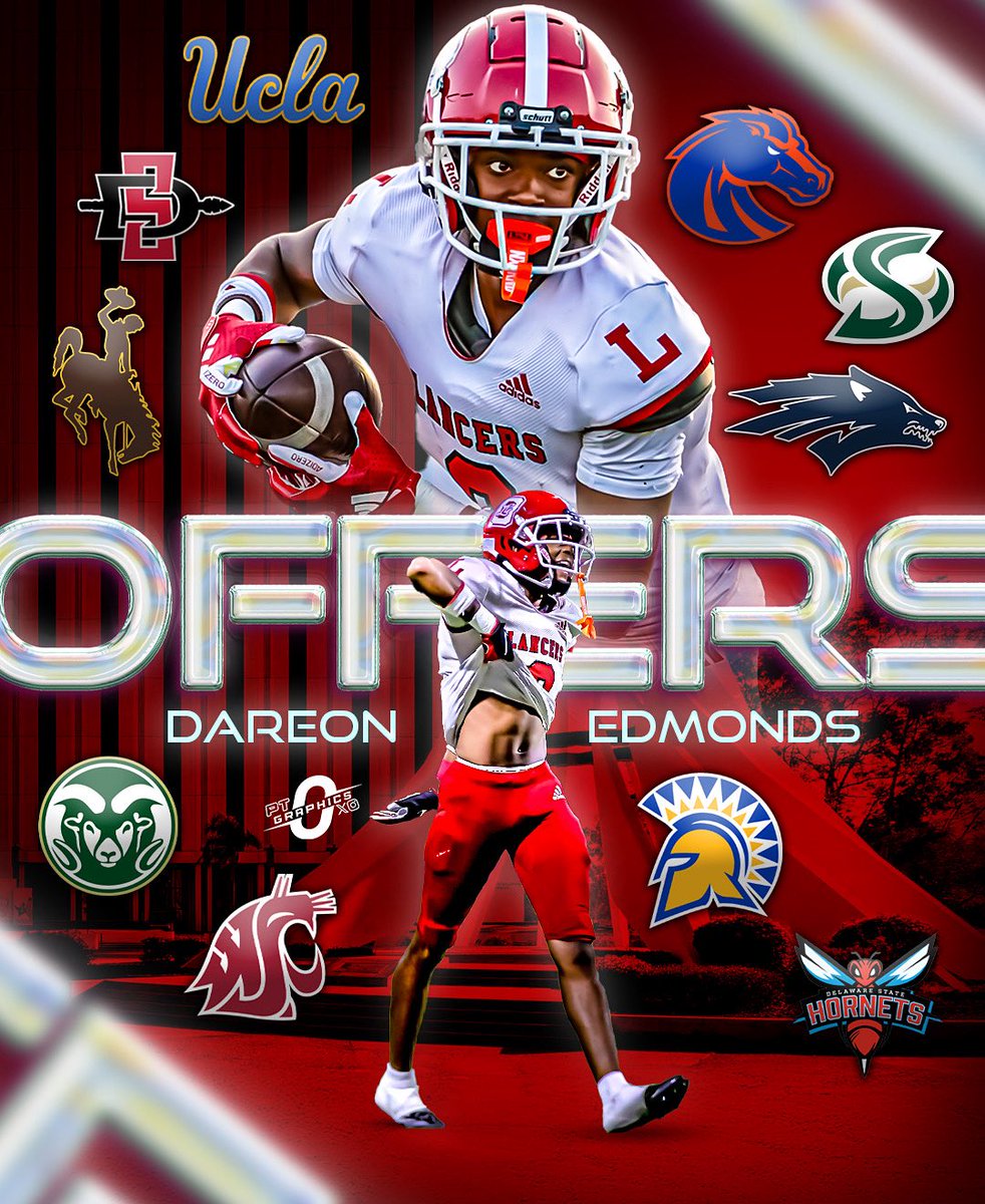 Offers on the table for 3⭐️ CB Dareon Edmonds (‘26). (<a href="/DEdmond1300/">Dareon Edmonds</a>)

The 6’2 180 CB from Compton, CA has official visits locked into WSU and San Diego State.

Where’s home? 🏠