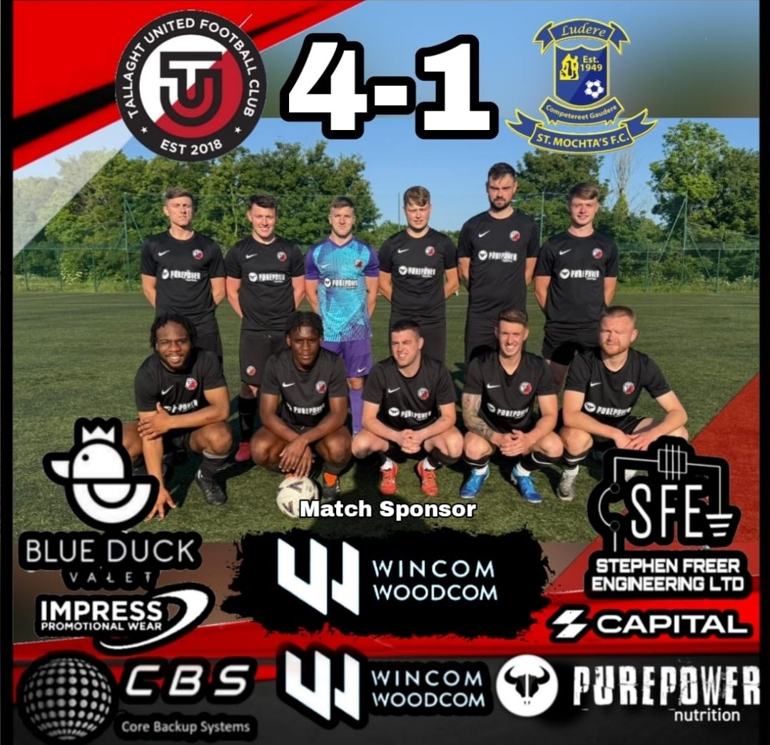 Dáithí (@daithi240) on Twitter photo Match result ⚽️
<a href="/TallaghtUnited/">Tallaght United FC</a> 4-1 St Mochtas. Back to winning ways tonight, with a convincing win against a very young side. Could have had a few more goals, with some quality football played through out, but just good to get another game ticked off 🔴⚫️
<a href="/AlQuinn2015/">LSL Live Update’s</a> #TUFC Match result ⚽️
<a href="/TallaghtUnited/">Tallaght United FC</a> 4-1 St Mochtas. Back to winning ways tonight, with a convincing win against a very young side. Could have had a few more goals, with some quality football played through out, but just good to get another game ticked off 🔴⚫️
<a href="/AlQuinn2015/">LSL Live Update’s</a> #TUFC