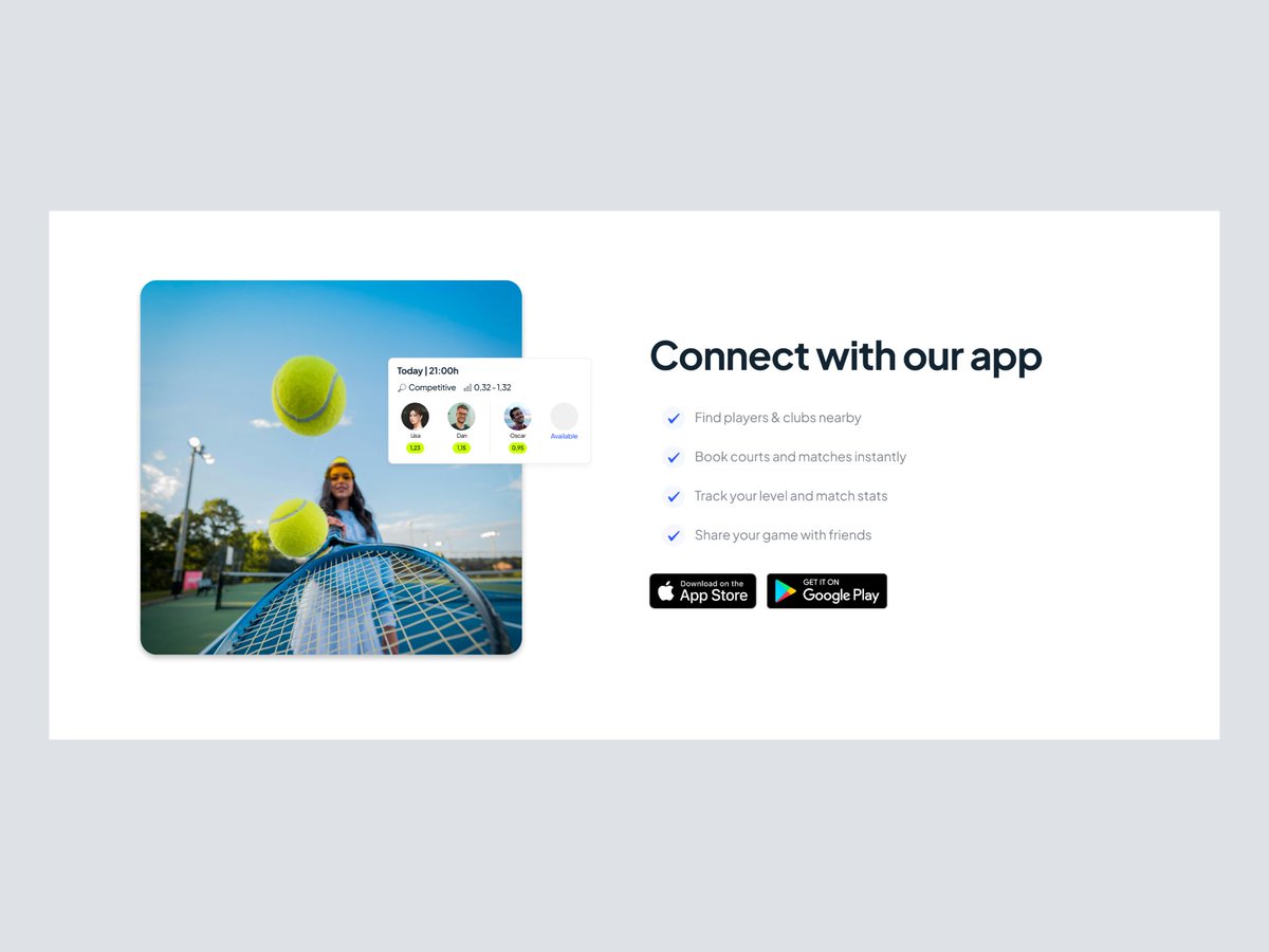 elena_click's tweet photo. cta section for a tennis court booking app https://t.co/UtgUILirHj