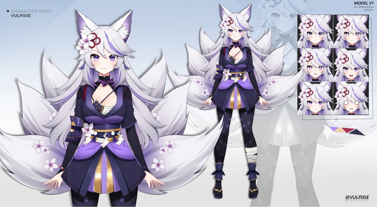 VULPlXIE's tweet image. ⛩️🦊Aloo I&apos;m Vulpixie! 🦊⛩️

I love playing games and making people smile! Let&apos;s have some fun together!

✨Twitch: twitch.tv/vulpixie
✨YouTube: youtube.com/Vulpixie
✨TikTok: tiktok.com/@VULPlXIE

Design: @charbeau0 
Ref sheet &amp;amp; ママ: @Namishiron 
パパ: @AmyDesuVT