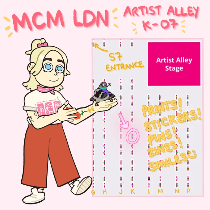⭐️ this weekend! ⭐️ i'll be at @mcmcomiccon fri-sun selling my wares!! table k-07 in the artist alley, at the very end of the south hall. come say hi! 