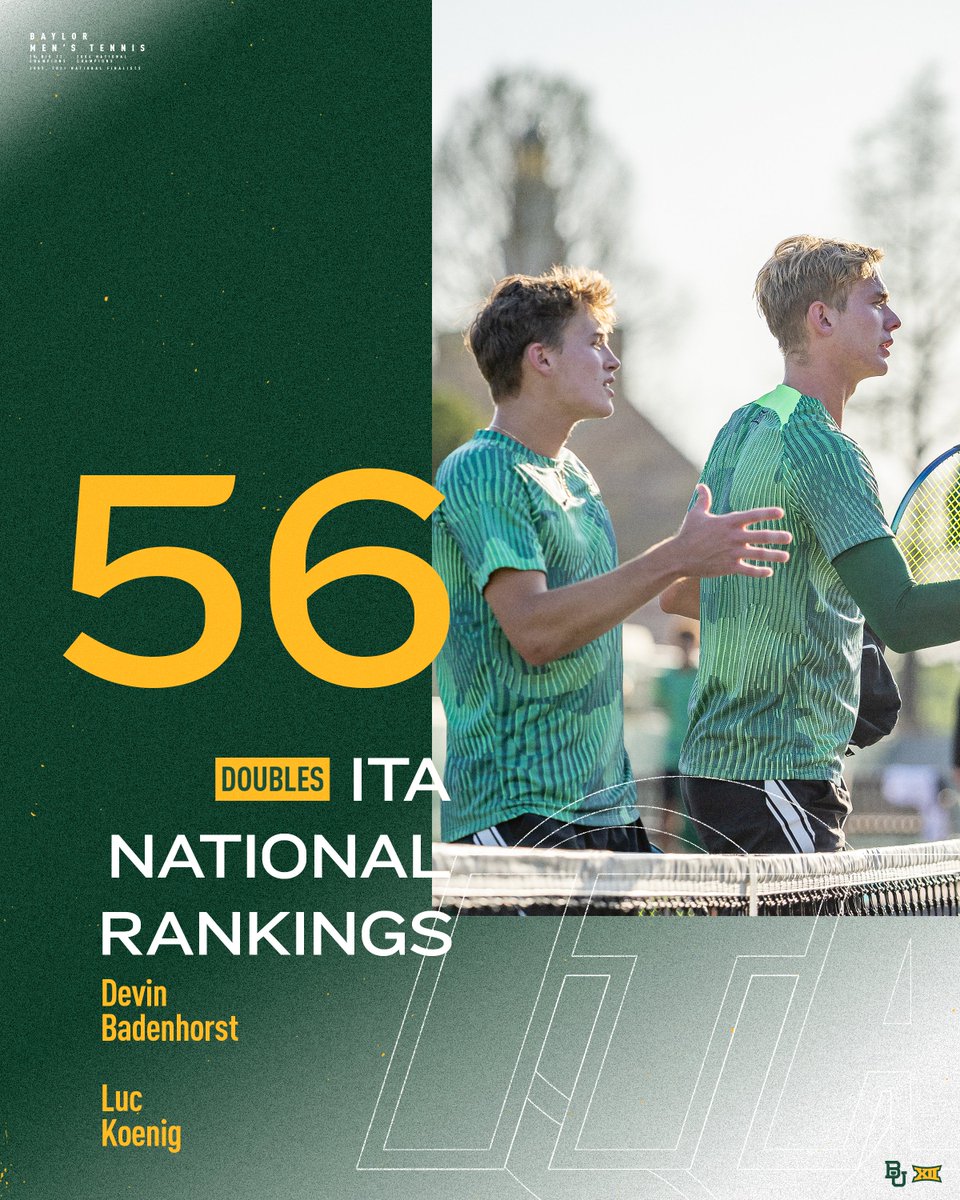 Final <a href="/ITA_Tennis/">ITA</a> doubles rankings 📈

#SicEm 🐻